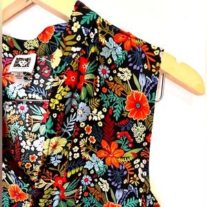 Anne Klein Jenna Botanical Floral Drawstring Dress